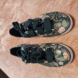 Keds Floral Green and Gold Sneakers